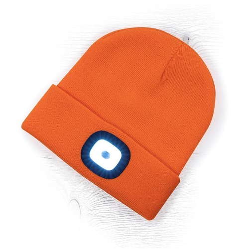 Czapka zimowa z latarką LED - pomarańczowy HiVis